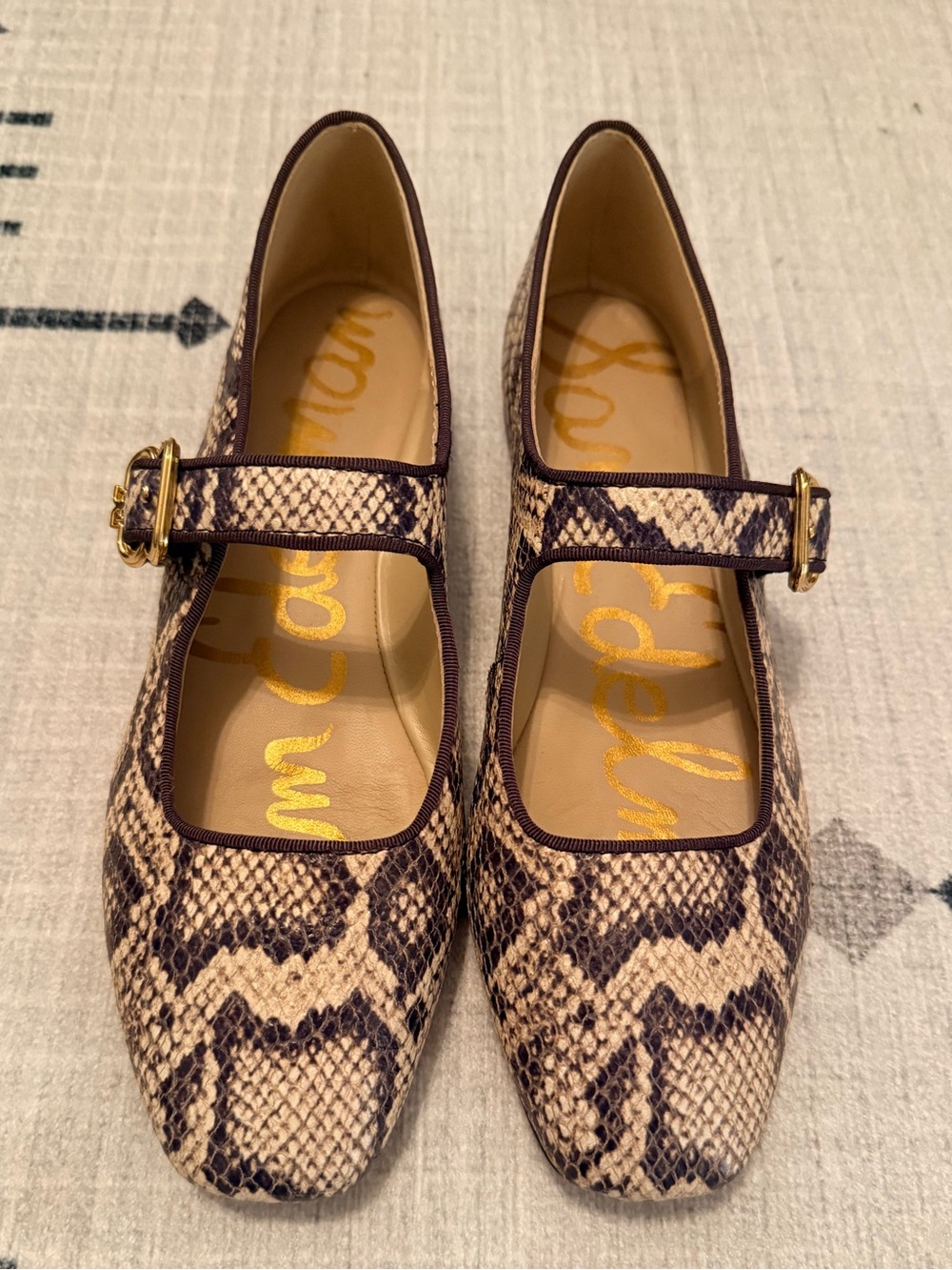 Sam Edelman Michaela Mary Jane Flat — Roccia Snake Print — Size 7 NWOT